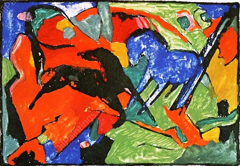 Two Horses, Franz Marc - Oil Paintings