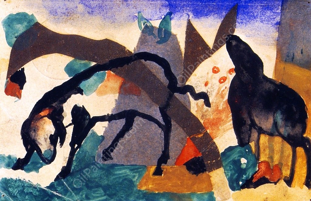 Two Sheep by Franz Marc - Hand-Painted Oil Painting Reproduction