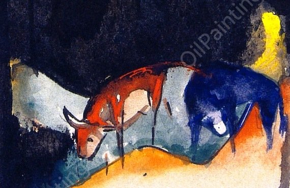 Vermilion Greeting by Franz Marc - Hand-Painted Oil Painting Reproduction