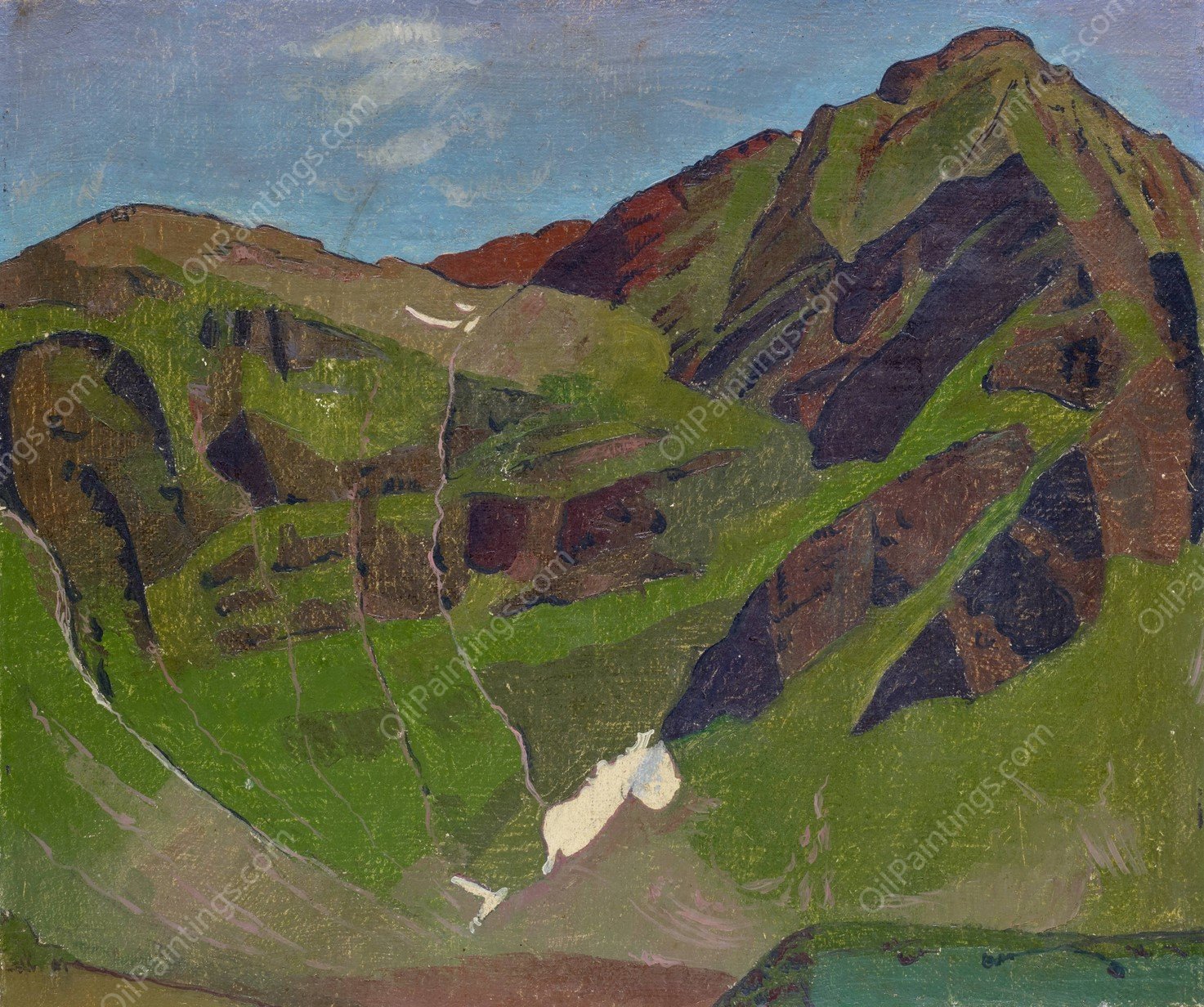 Mountain Motif by Franz Marent - Hand-Painted Oil Painting Reproduction