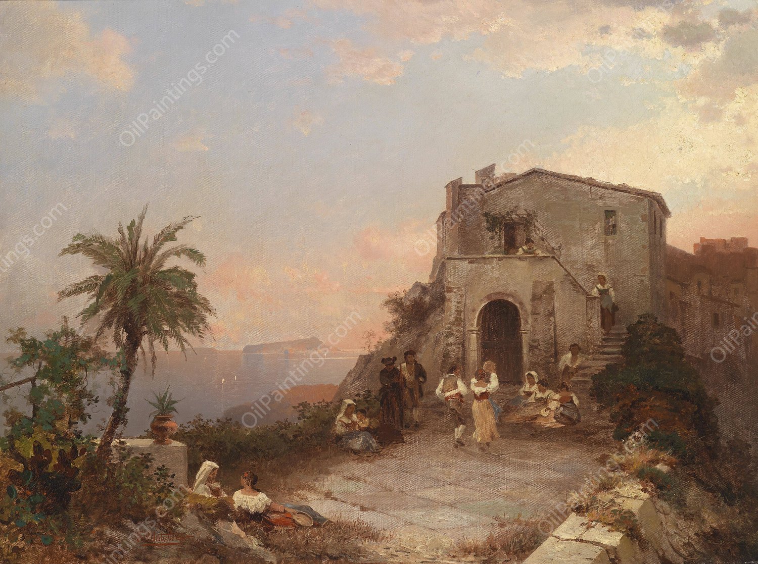 Sommerfest in Italien by Franz Richard Unterberger - Hand-Painted Oil Painting Reproduction