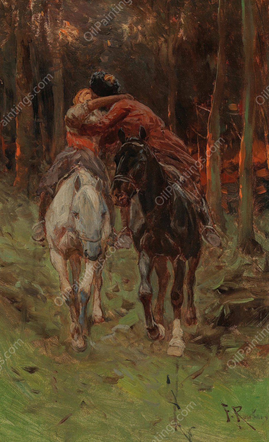 The Kiss by Franz Roubaud - Hand-Painted Oil Painting Reproduction