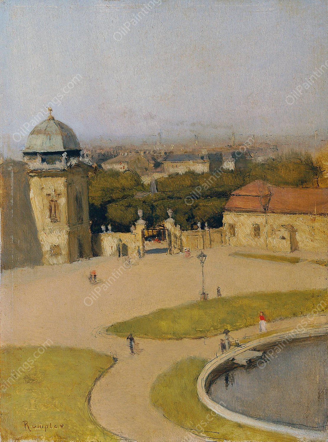 Blick von Sudwest auf das Obere Belvedere by Franz Rumpler - Hand-Painted Oil Painting Reproduction