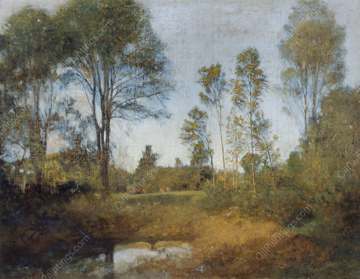 Landschaft mit Heuwagen  by Franz Rumpler - Hand-Painted Oil Painting Reproduction