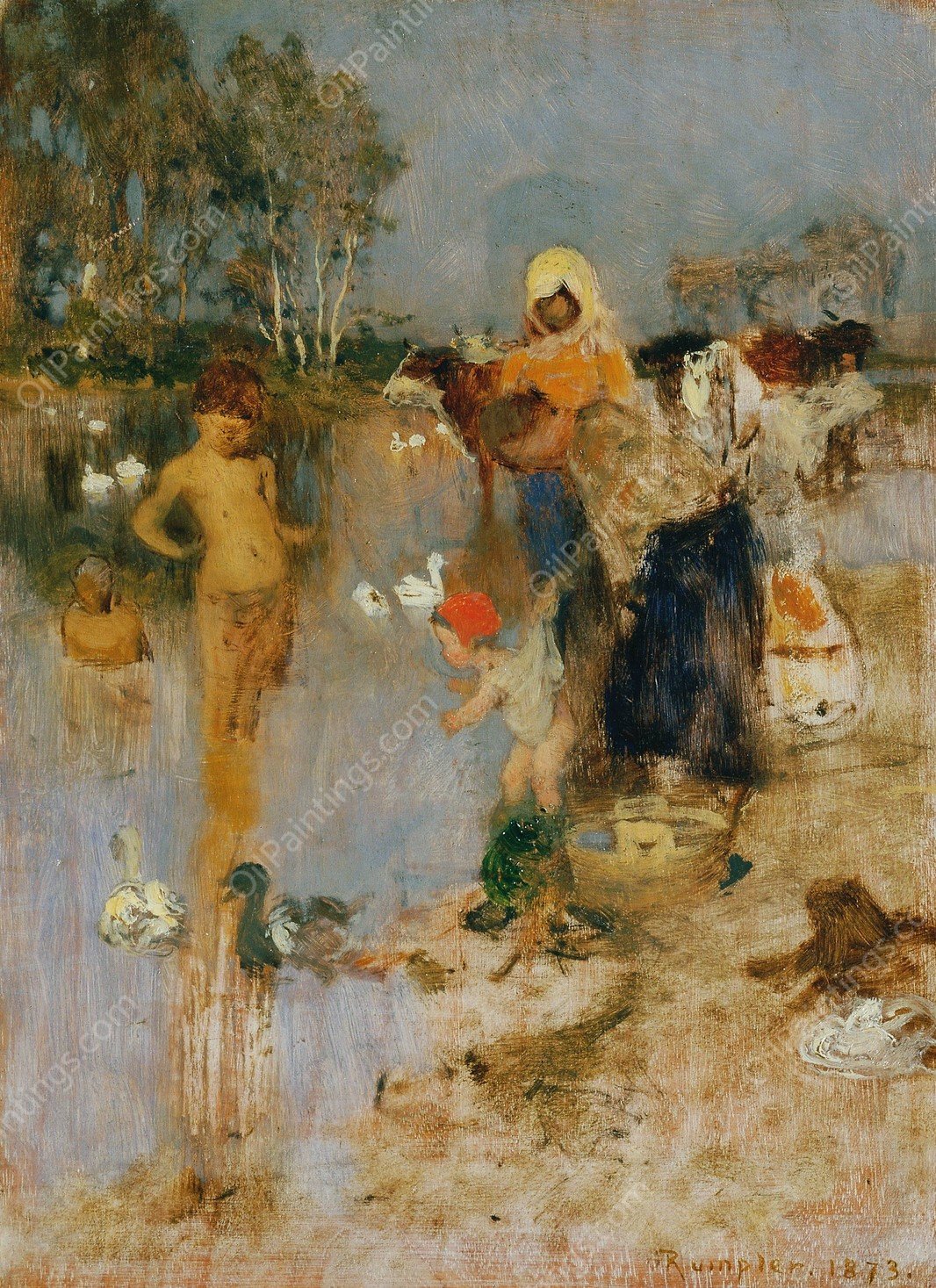 Sommer  by Franz Rumpler - Hand-Painted Oil Painting Reproduction