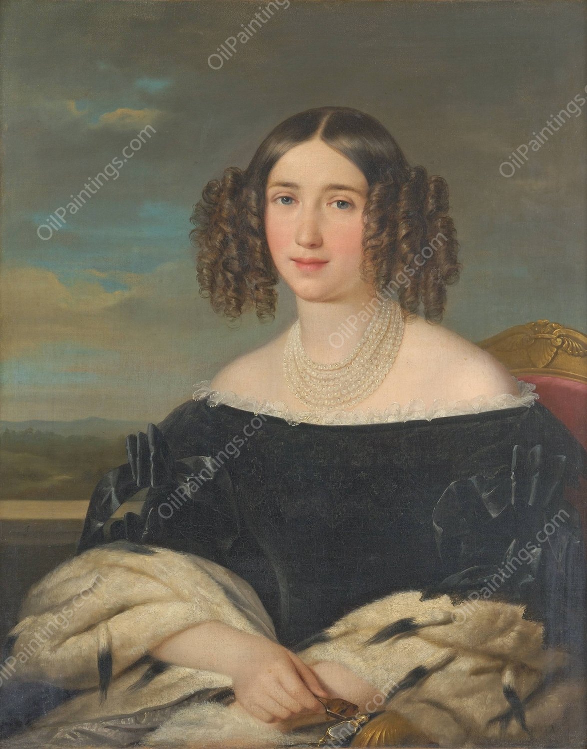 Grafin Wilhelmine von Auersperg  by Franz Schrotzberg - Hand-Painted Oil Painting Reproduction