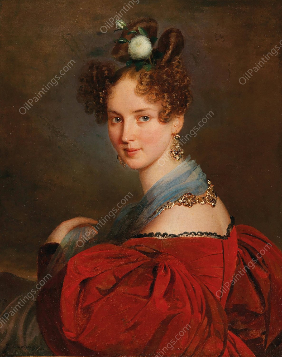 Portrait Of A Lady With Transylvanian Jewellery by Franz Schrotzberg - Hand-Painted Oil Painting Reproduction