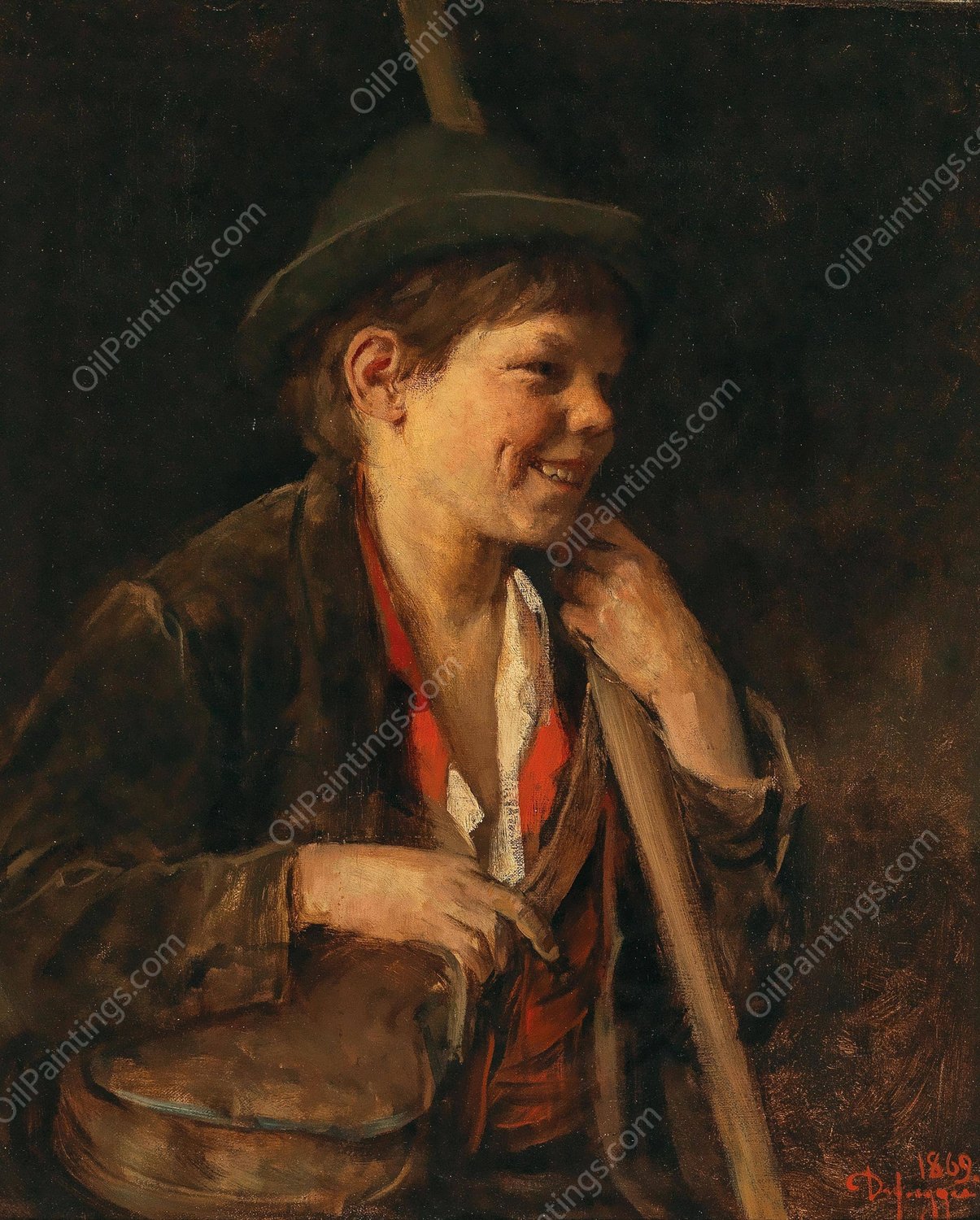 A Tyrolean Shepard Boy  by Franz Von Defregger - Hand-Painted Oil Painting Reproduction