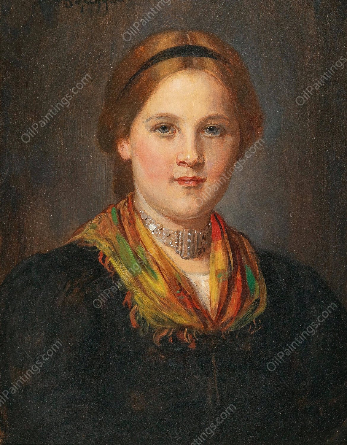 A Tyrolean Young Girl in Traditional Costume by Franz Von Defregger - Hand-Painted Oil Painting Reproduction