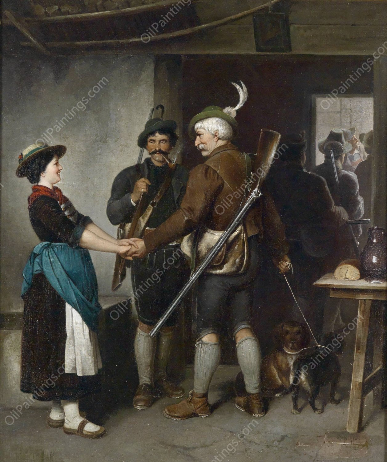 Abschied des Jagers by Franz Von Defregger - Hand-Painted Oil Painting Reproduction