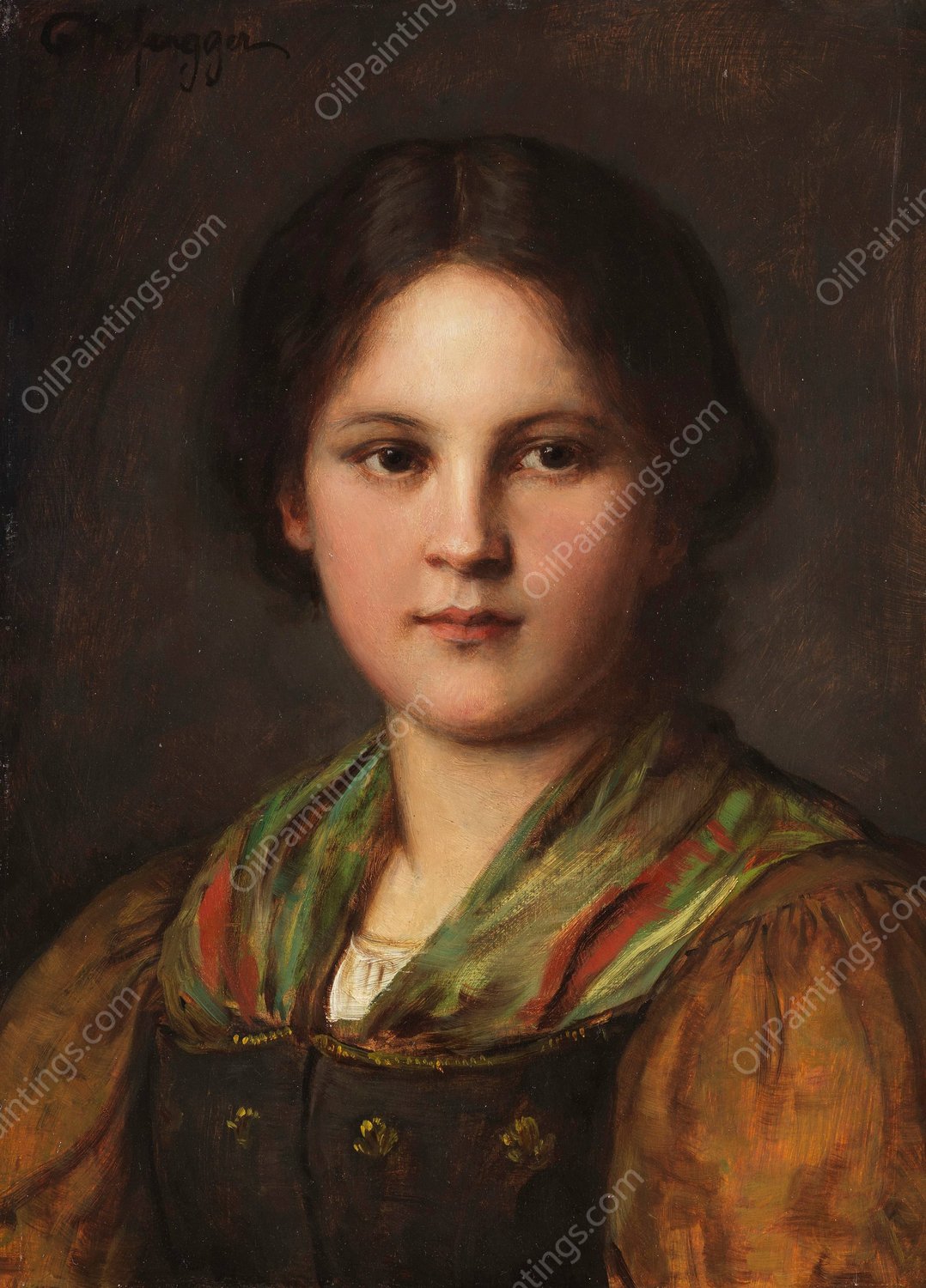 Bauerndirndl  by Franz Von Defregger - Hand-Painted Oil Painting Reproduction