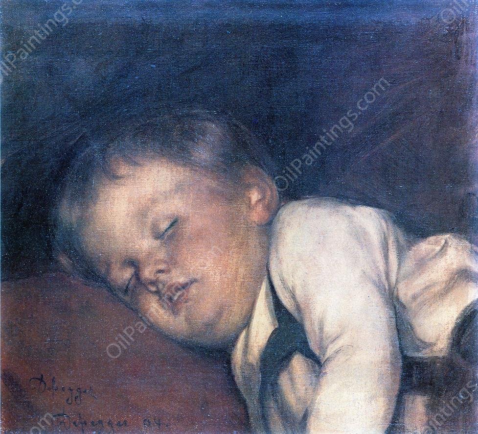 Fallen Asleep by Franz Von Defregger - Hand-Painted Oil Painting Reproduction