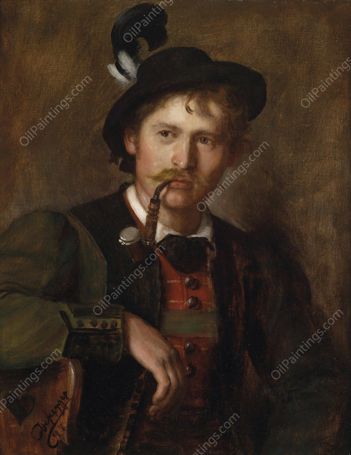 Portrait eines jungen Tirolers  by Franz Von Defregger - Hand-Painted Oil Painting Reproduction