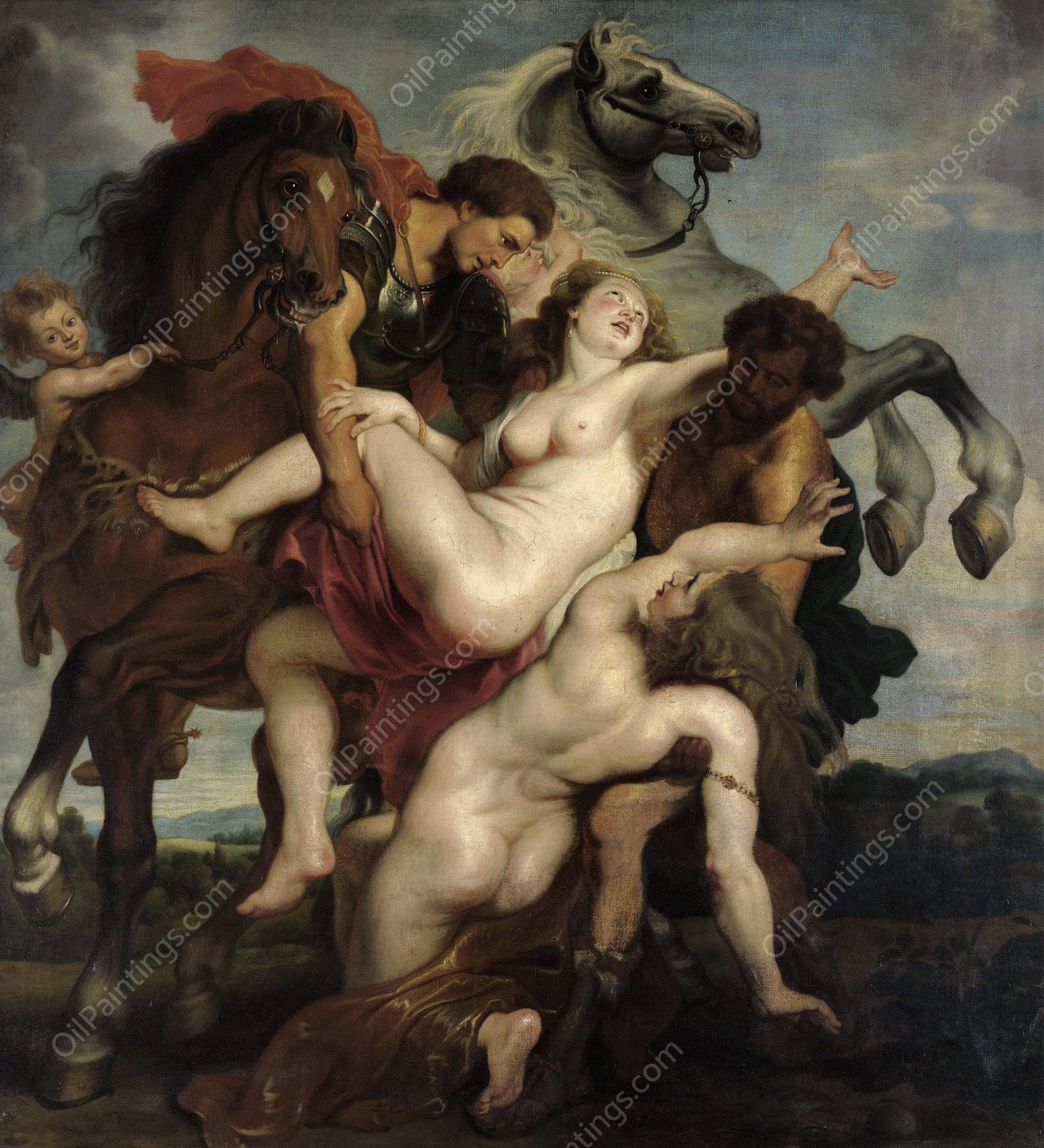 The Daughters of Leukypus  by Franz Von Lenbach - Hand-Painted Oil Painting Reproduction