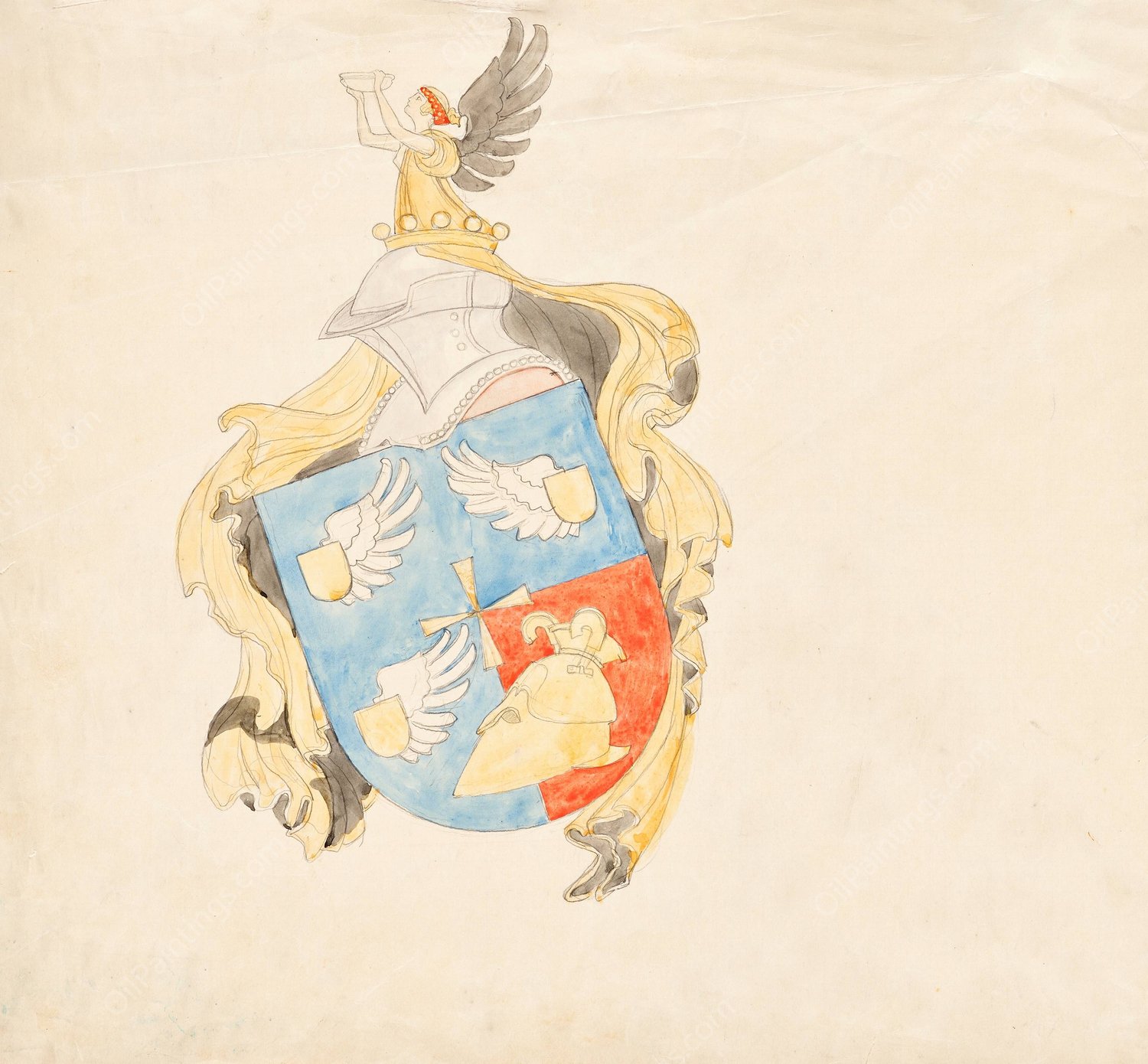 Entwurf fur ein Familienwappen  by Franz Von Matsch - Hand-Painted Oil Painting Reproduction