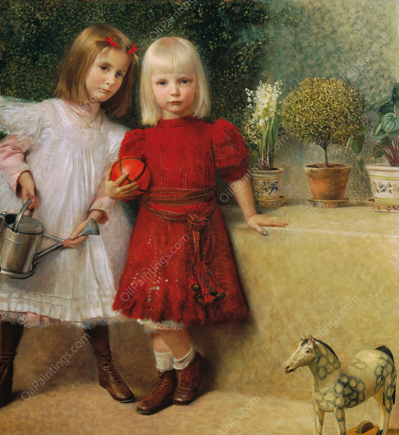 Hilda und Franzi von Matsch, die Kinder des Kunstlers  by Franz Von Matsch - Hand-Painted Oil Painting Reproduction