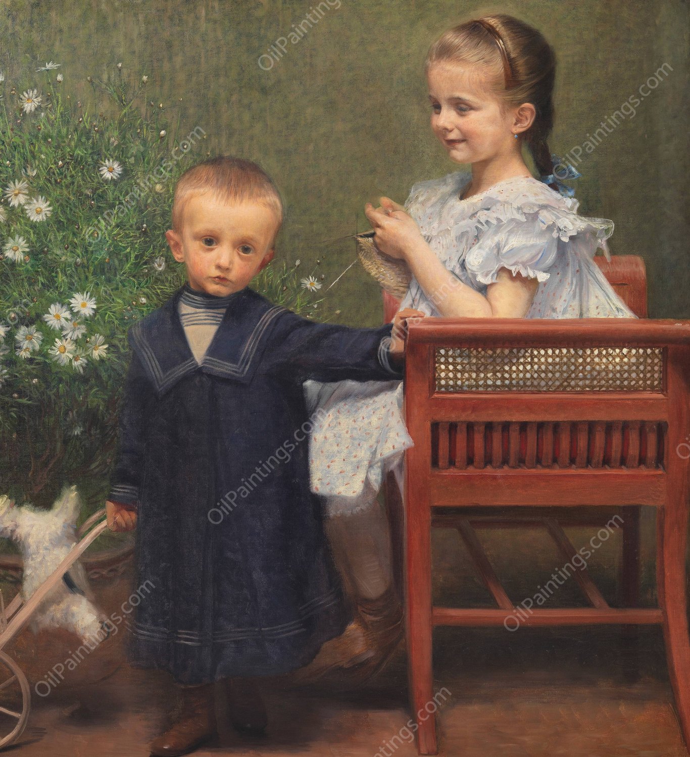 Resi und Hans Matsch, die Kinder des Kunstlers  by Franz Von Matsch - Hand-Painted Oil Painting Reproduction