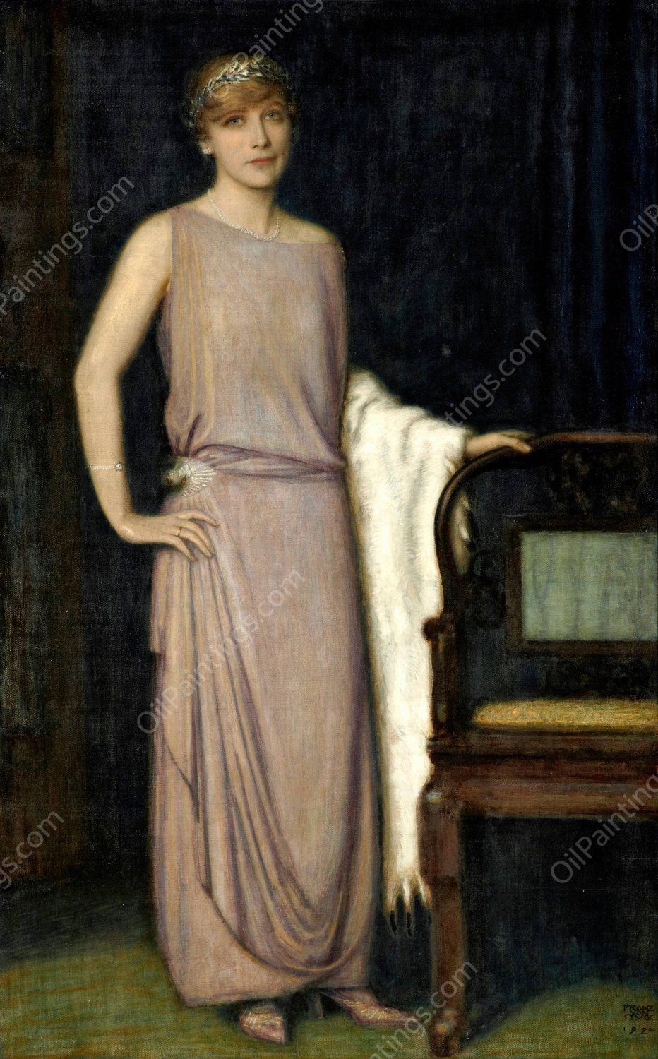 A Portrait of Marianne Mechler  by Franz Von Stuck - Hand-Painted Oil Painting Reproduction