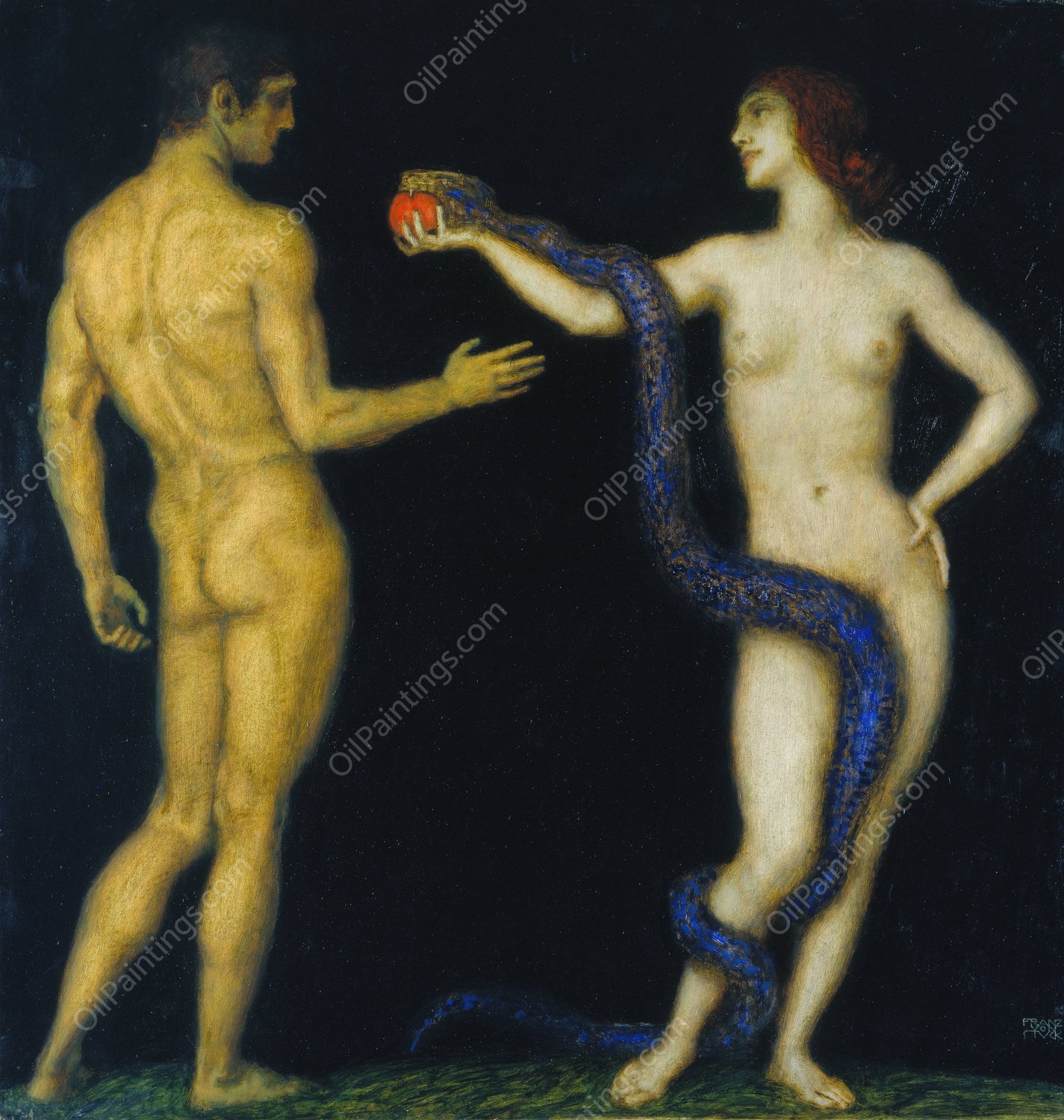 Adam and Eve  by Franz Von Stuck - Hand-Painted Oil Painting Reproduction
