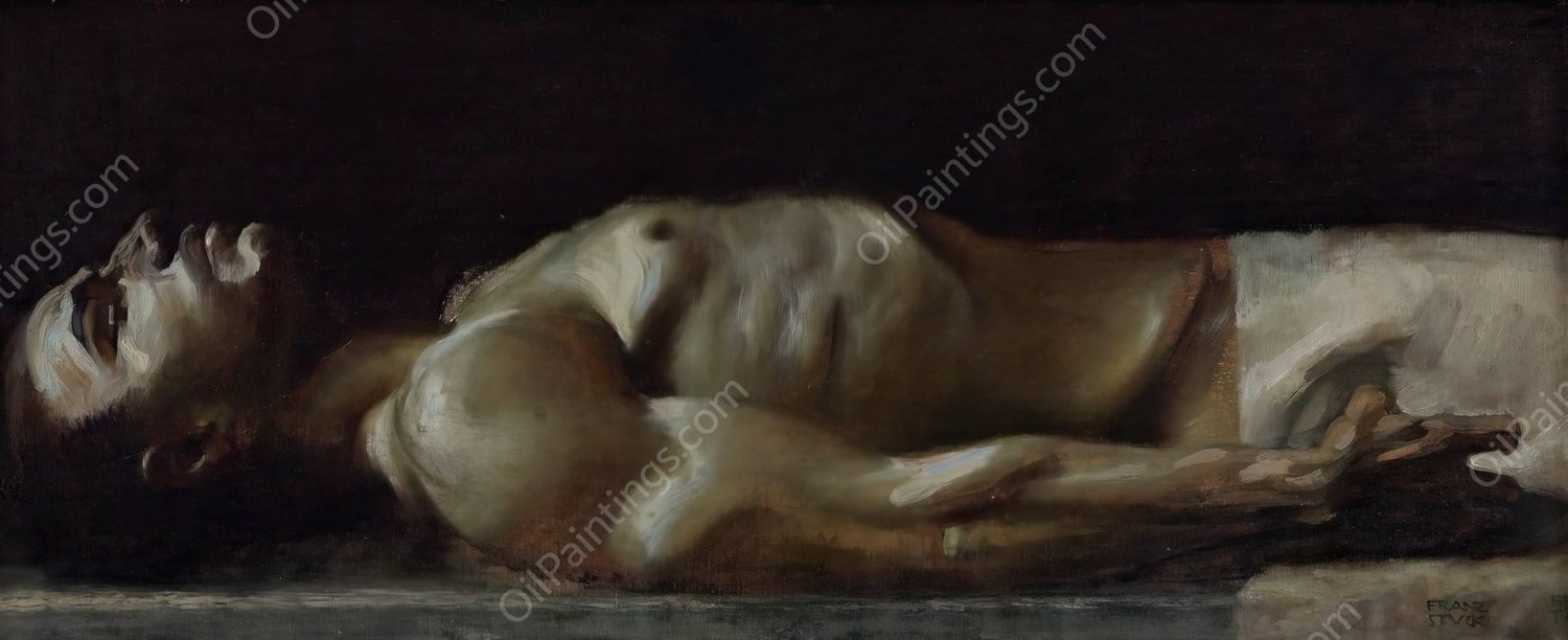Corpse of Christ, oil study for the 'Pieta' by Franz Von Stuck - Hand-Painted Oil Painting Reproduction