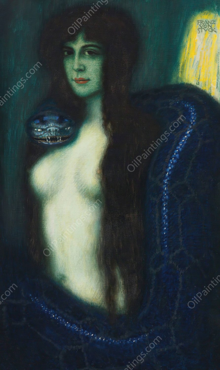 Die Sunde  by Franz Von Stuck - Hand-Painted Oil Painting Reproduction