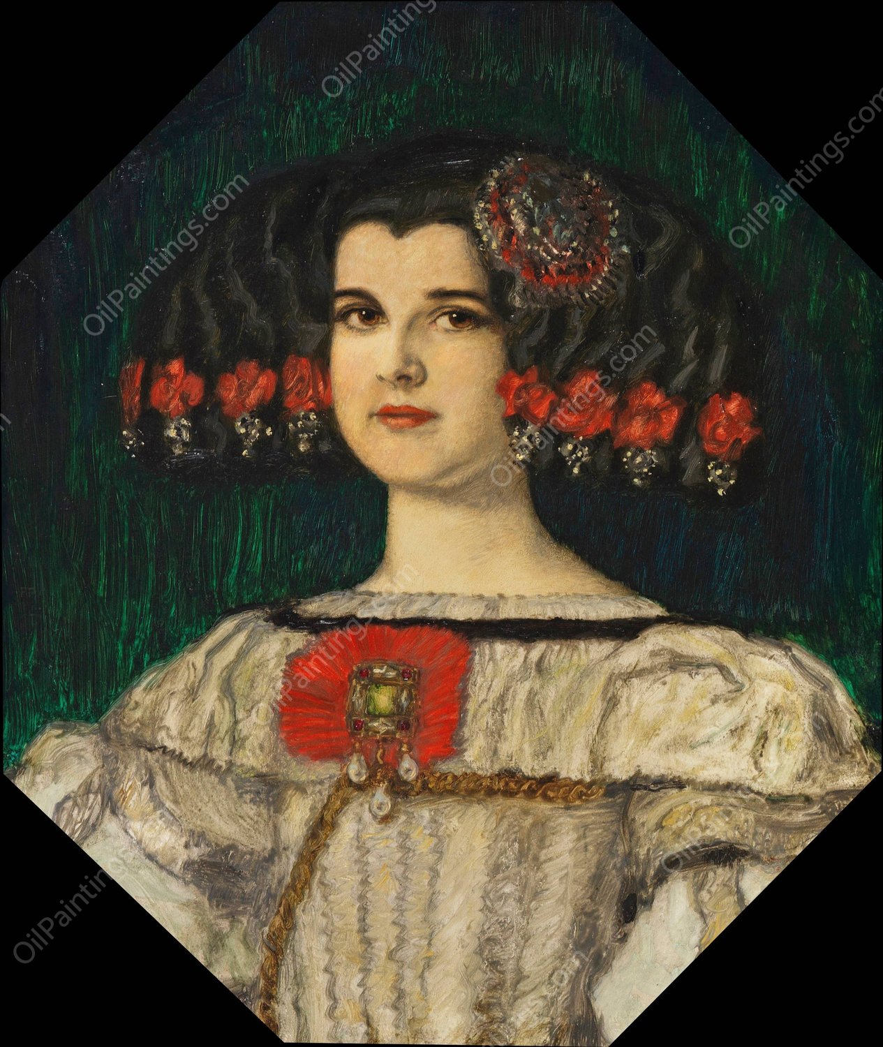 Meine Tochter Mary im Velazquez-Kostum  by Franz Von Stuck - Hand-Painted Oil Painting Reproduction