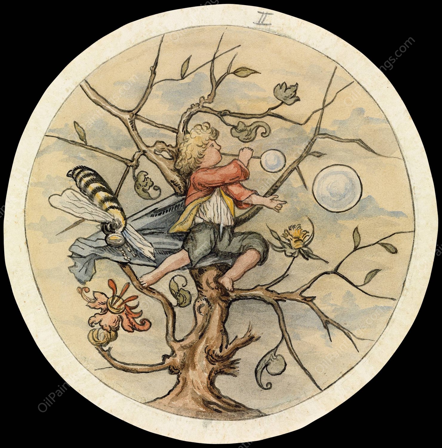 Seifenblasender Knabe  by Franz Von Stuck - Hand-Painted Oil Painting Reproduction