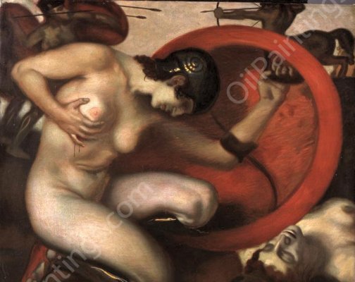 Wounded Amazon by Franz Von Stuck - Hand-Painted Oil Painting Reproduction