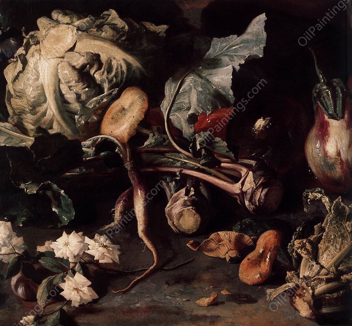 Flowers, Fruit, and Poultry Detail by Franz Werner Von Tamm - Hand-Painted Oil Painting Reproduction