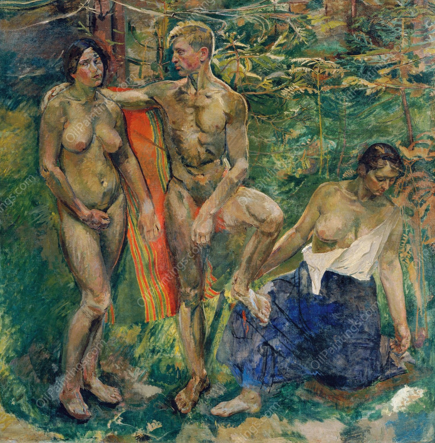 Akte im Wald  by Franz Wiegele - Hand-Painted Oil Painting Reproduction