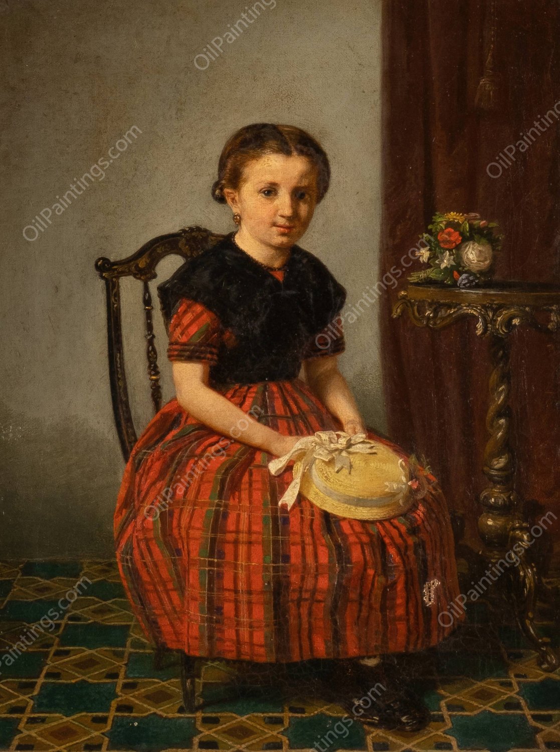 Portrait of a girl 'Nettchen' by Franz Wieschebrink - Hand-Painted Oil Painting Reproduction