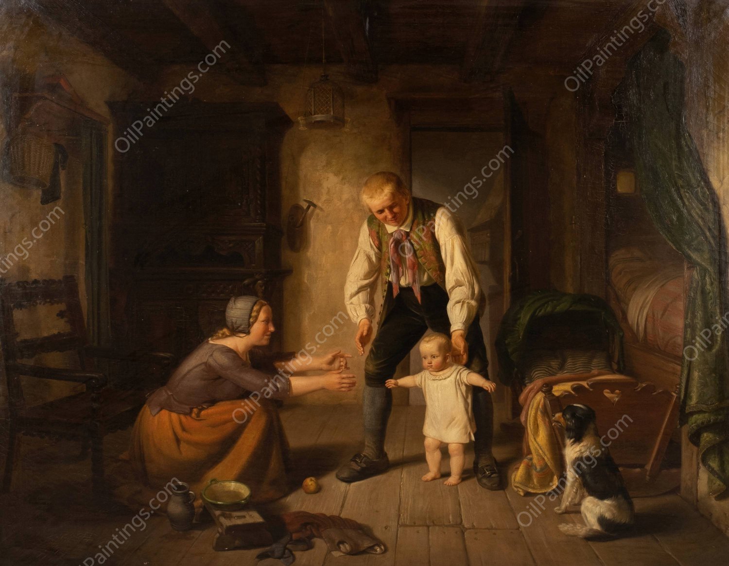The first steps  by Franz Wieschebrink - Hand-Painted Oil Painting Reproduction
