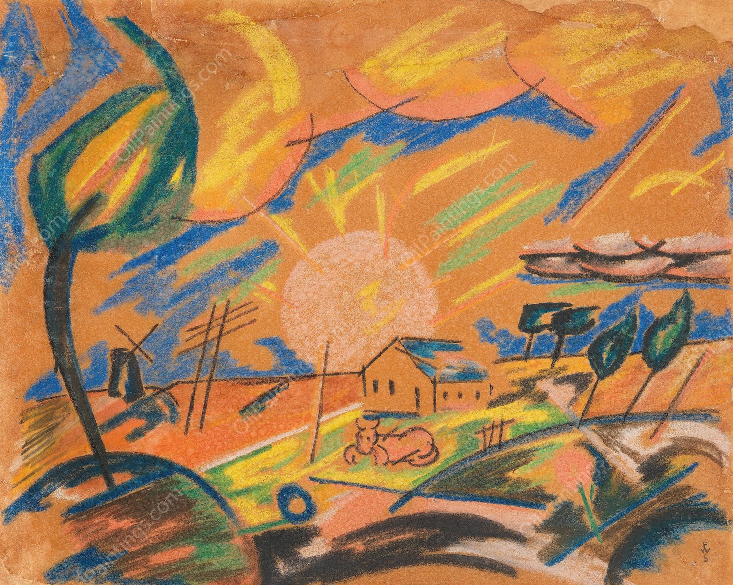 Morgen auf dem Lande  by Franz Wilhelm Seiwert - Hand-Painted Oil Painting Reproduction