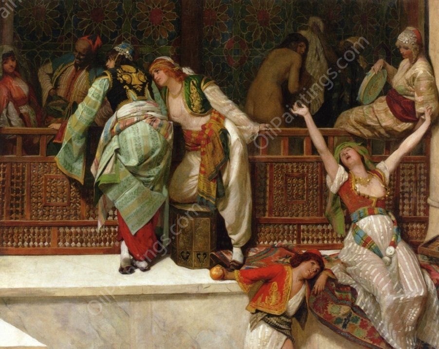 In the Harem by Franz Xaver Simm - Hand-Painted Oil Painting Reproduction
