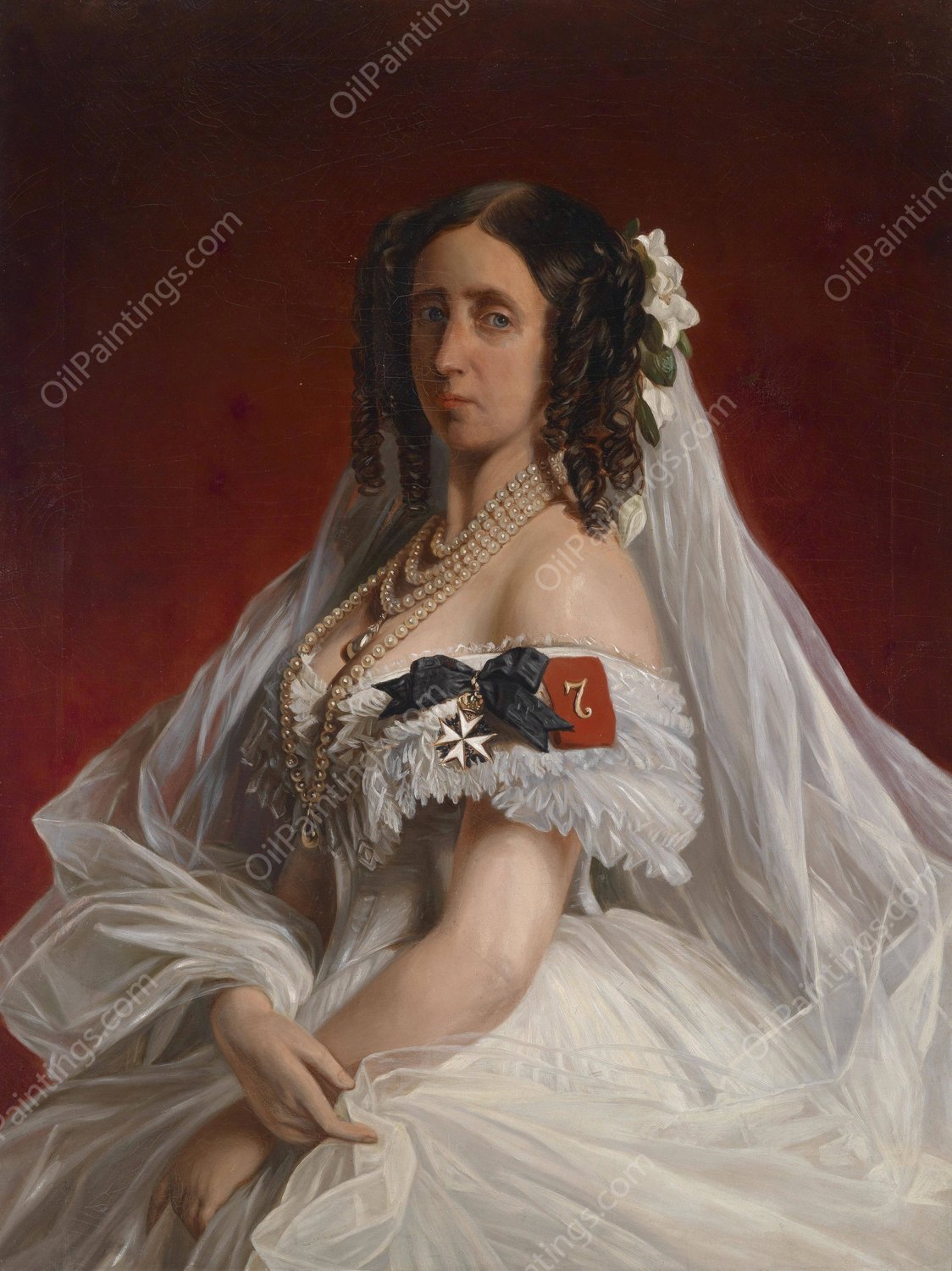Marie von Sachsen-Weimar  by Franz Xaver Winterhalter - Hand-Painted Oil Painting Reproduction