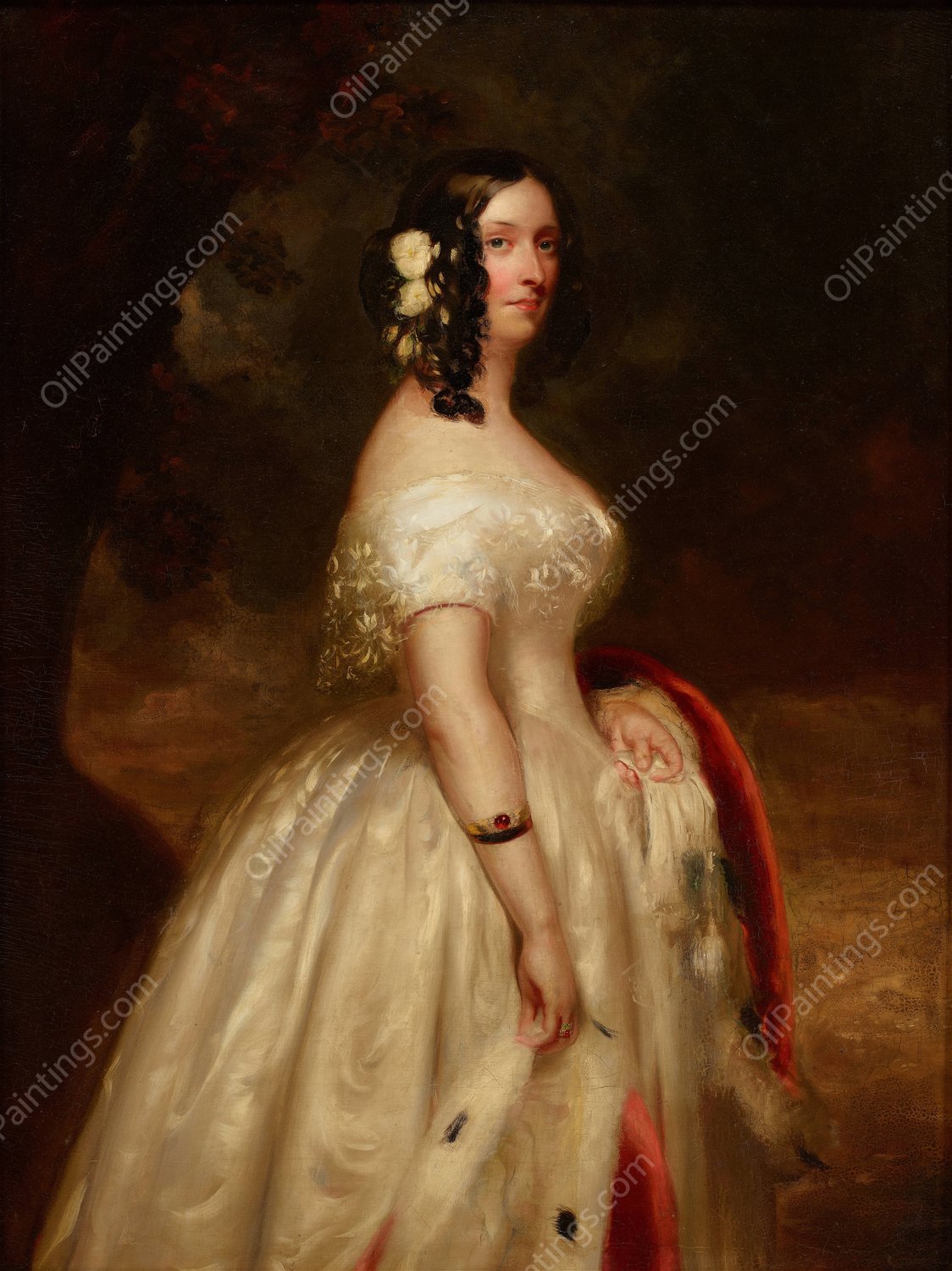 Portrait of a Lady  by Franz Xaver Winterhalter - Hand-Painted Oil Painting Reproduction
