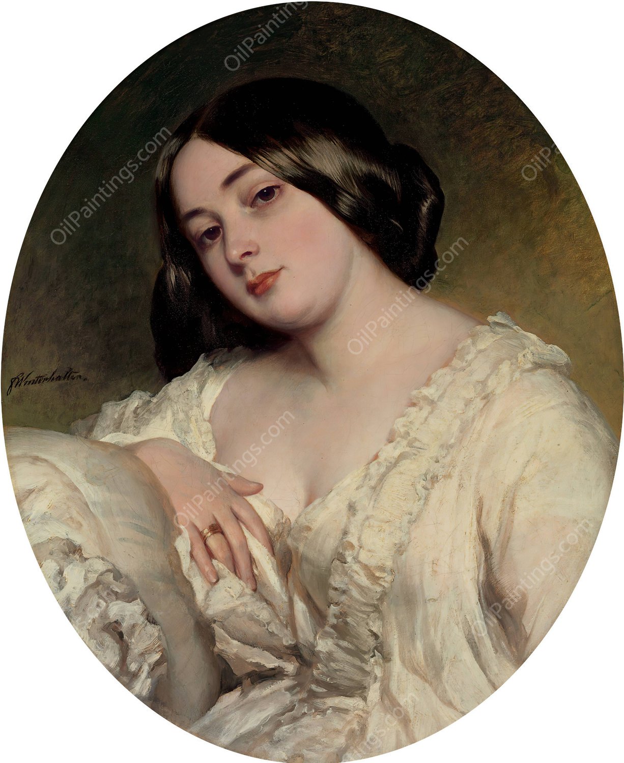 Portrait of a lady by Franz Xaver Winterhalter - Hand-Painted Oil Painting Reproduction