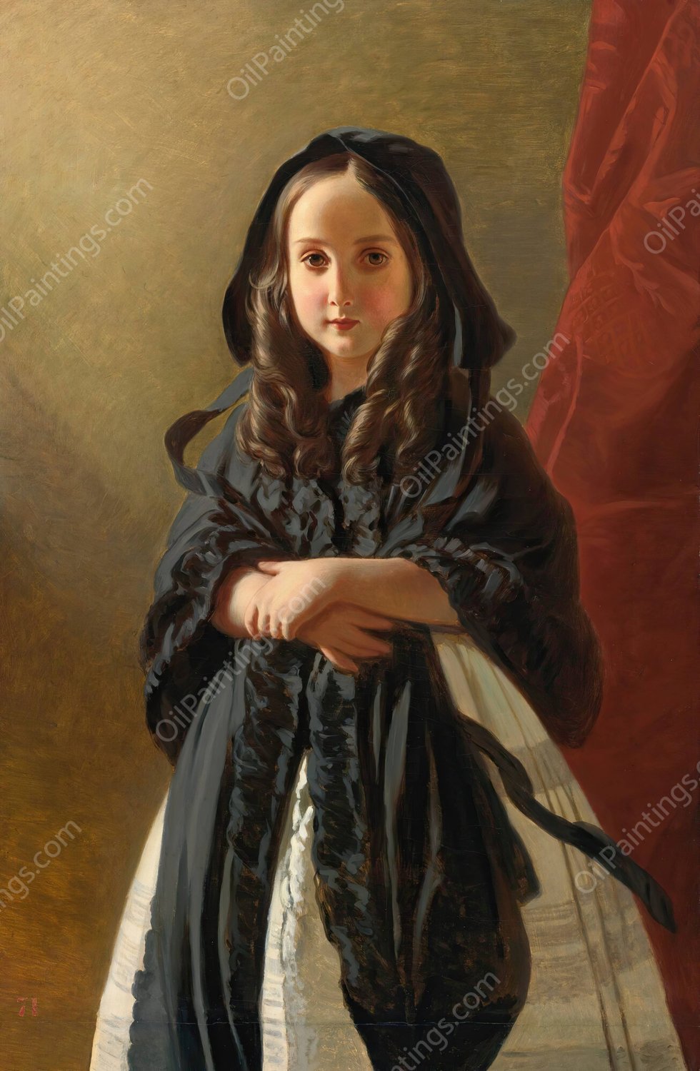 Portrait of Charlotte of Belgium, Daughter of King Leopold I by Franz Xaver Winterhalter - Hand-Painted Oil Painting Reproduction