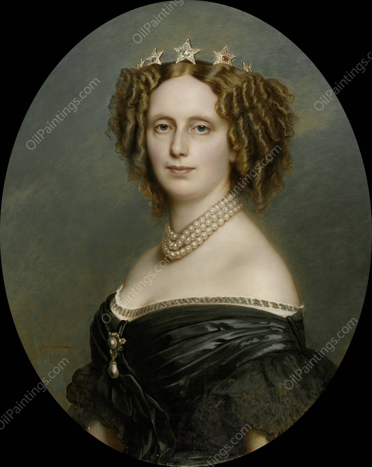 Portrait of Sophia Frederika Mathilda  by Franz Xaver Winterhalter - Hand-Painted Oil Painting Reproduction