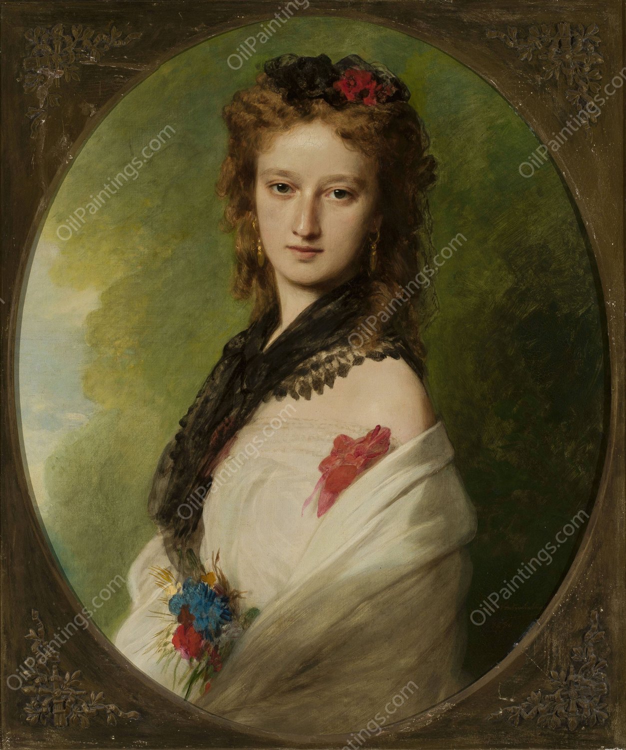 Portrait of Zofia Zamoyska nee Potocka  by Franz Xaver Winterhalter - Hand-Painted Oil Painting Reproduction