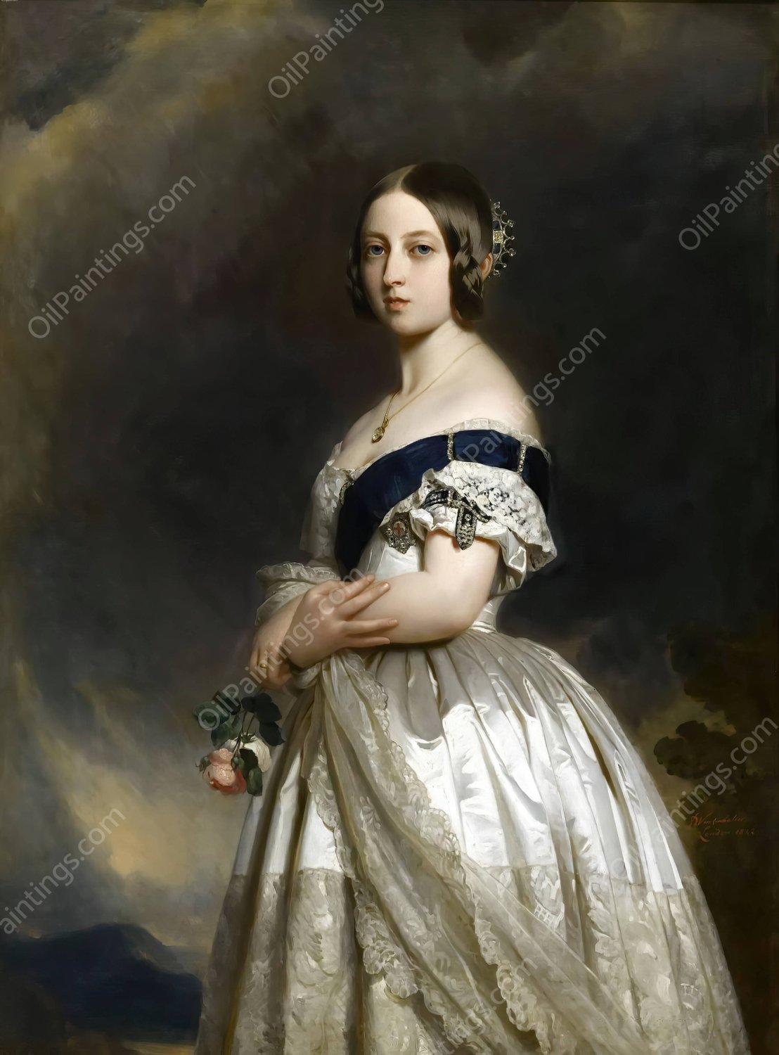 The Young Queen Victoria in 1837  by Franz Xaver Winterhalter - Hand-Painted Oil Painting Reproduction