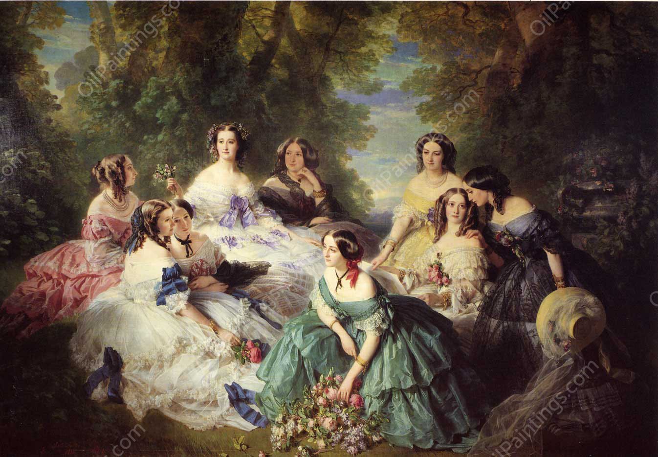 Empress Eugenie Surrounded by Her Ladies in Waiting by Franz Xavier Winterhalter - Hand-Painted Oil Painting Reproduction