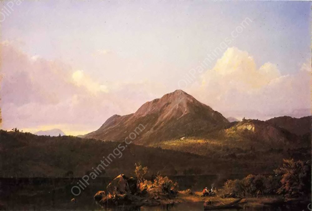 Camp Fire in the Maine Wilderness by Frederic Edwin Church - Hand-Painted Oil Painting Reproduction
