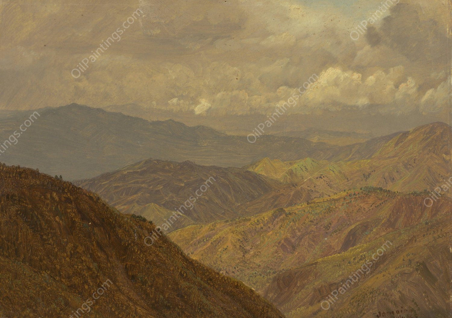 Mountainous Landscape II  by Frederic Edwin Church - Hand-Painted Oil Painting Reproduction