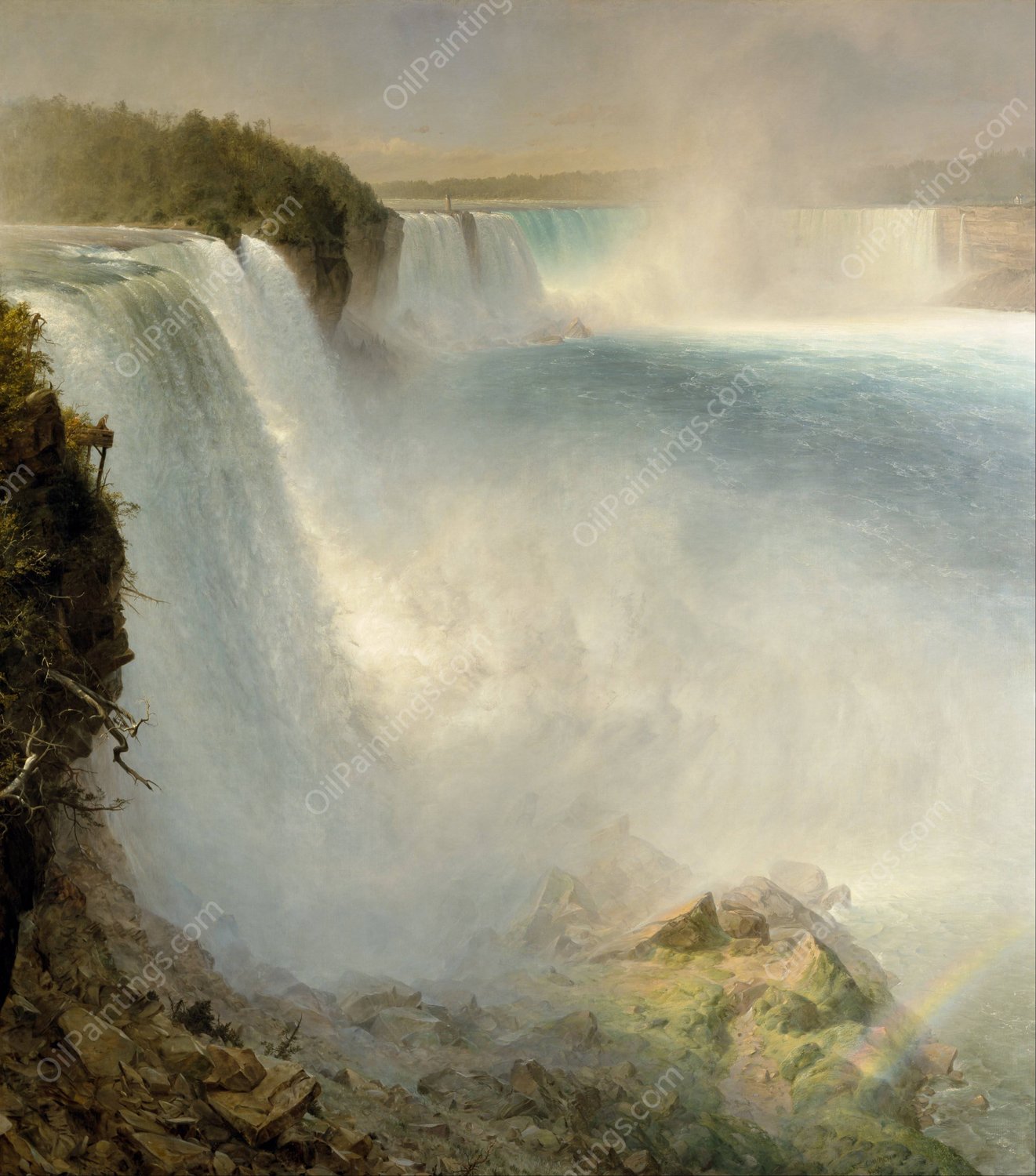 Niagara Falls, from the American Side by Frederic Edwin Church - Hand-Painted Oil Painting Reproduction