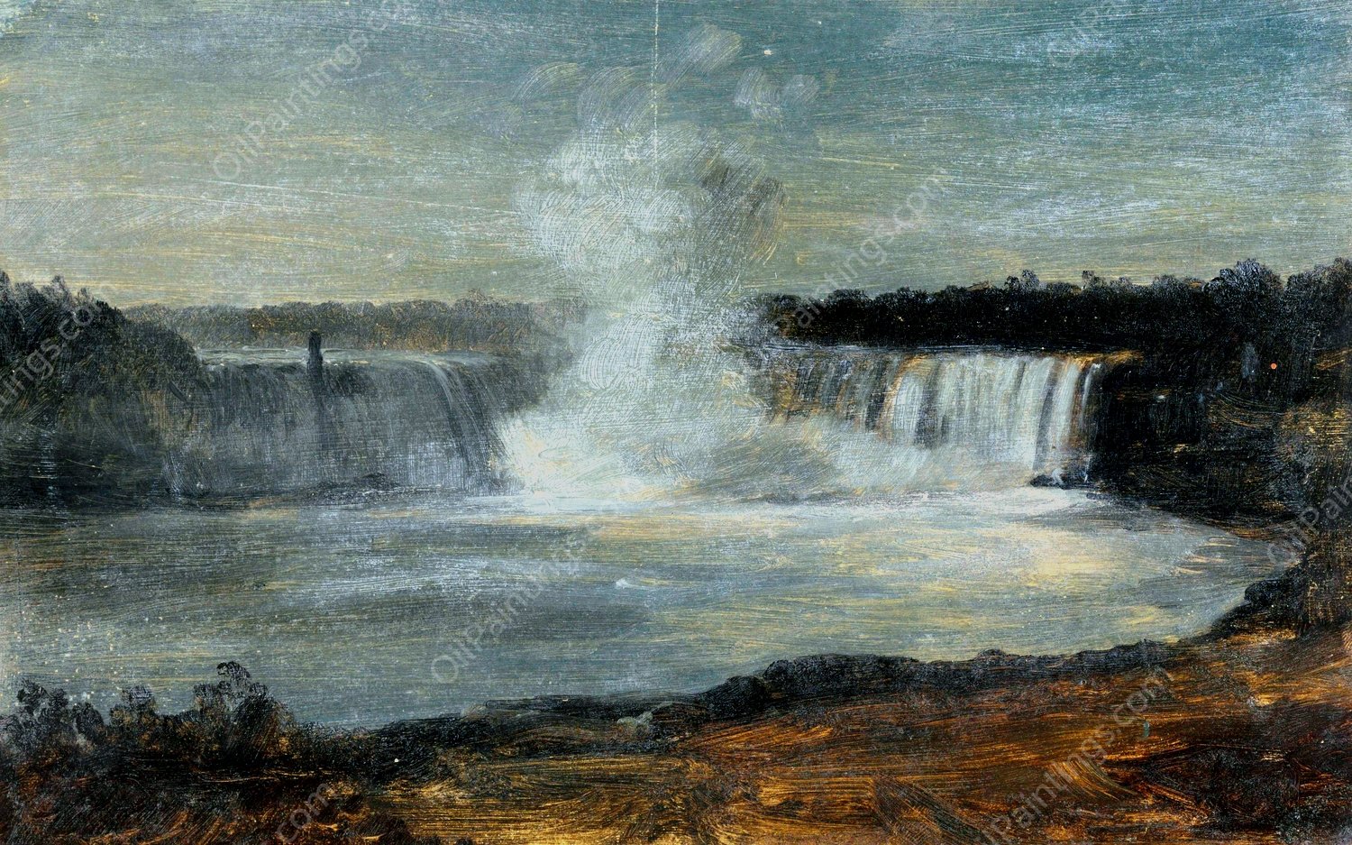 Niagara Falls in Evening Light  by Frederic Edwin Church - Hand-Painted Oil Painting Reproduction