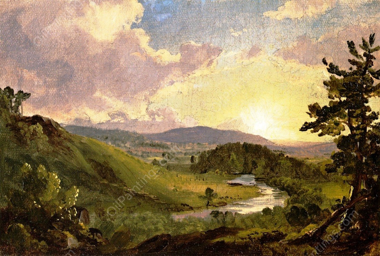 Study for View near Stockbride, Massacusetts by Frederic Edwin Church - Hand-Painted Oil Painting Reproduction