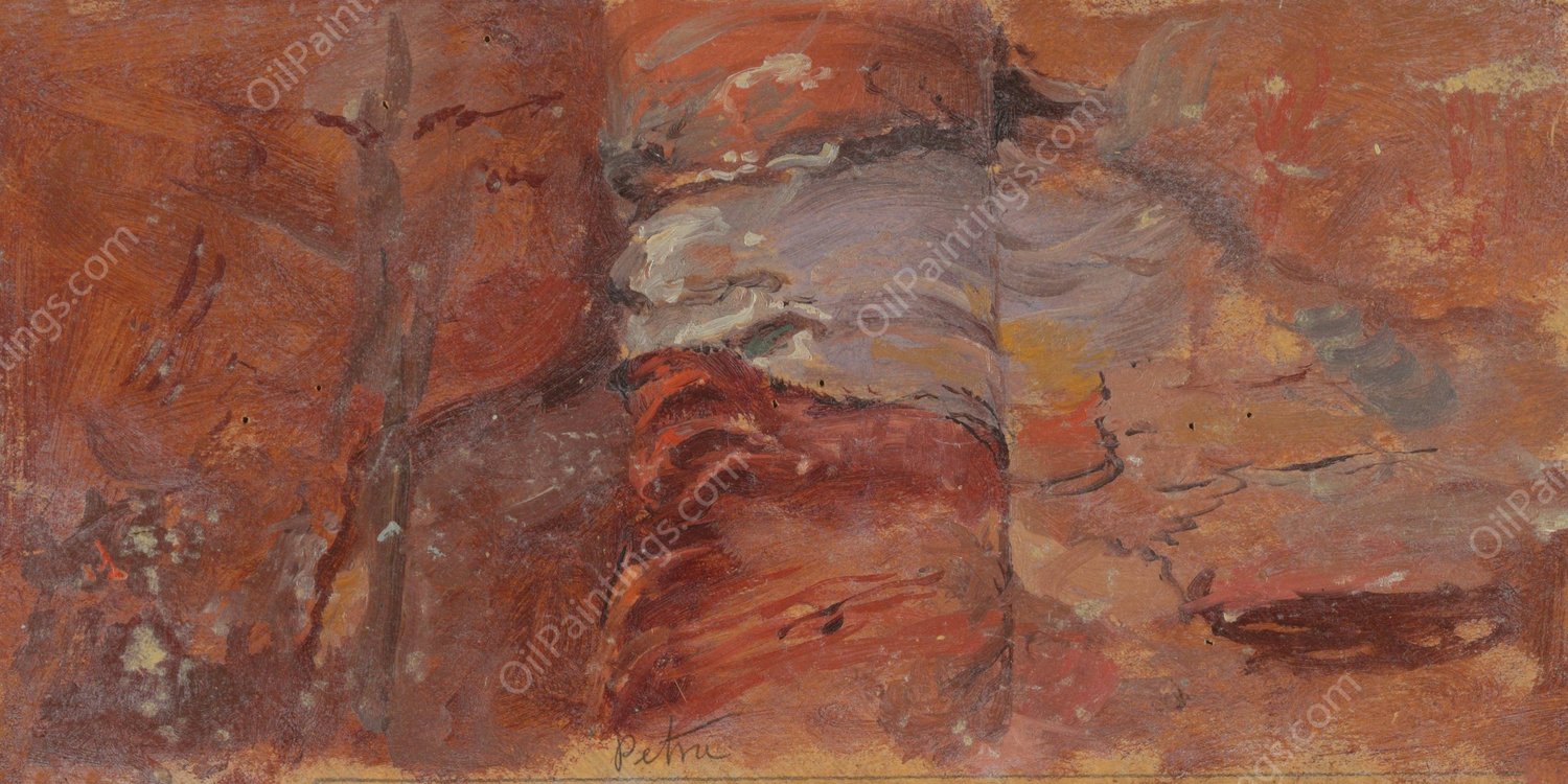 Study of Rocks, Petra  by Frederic Edwin Church - Hand-Painted Oil Painting Reproduction