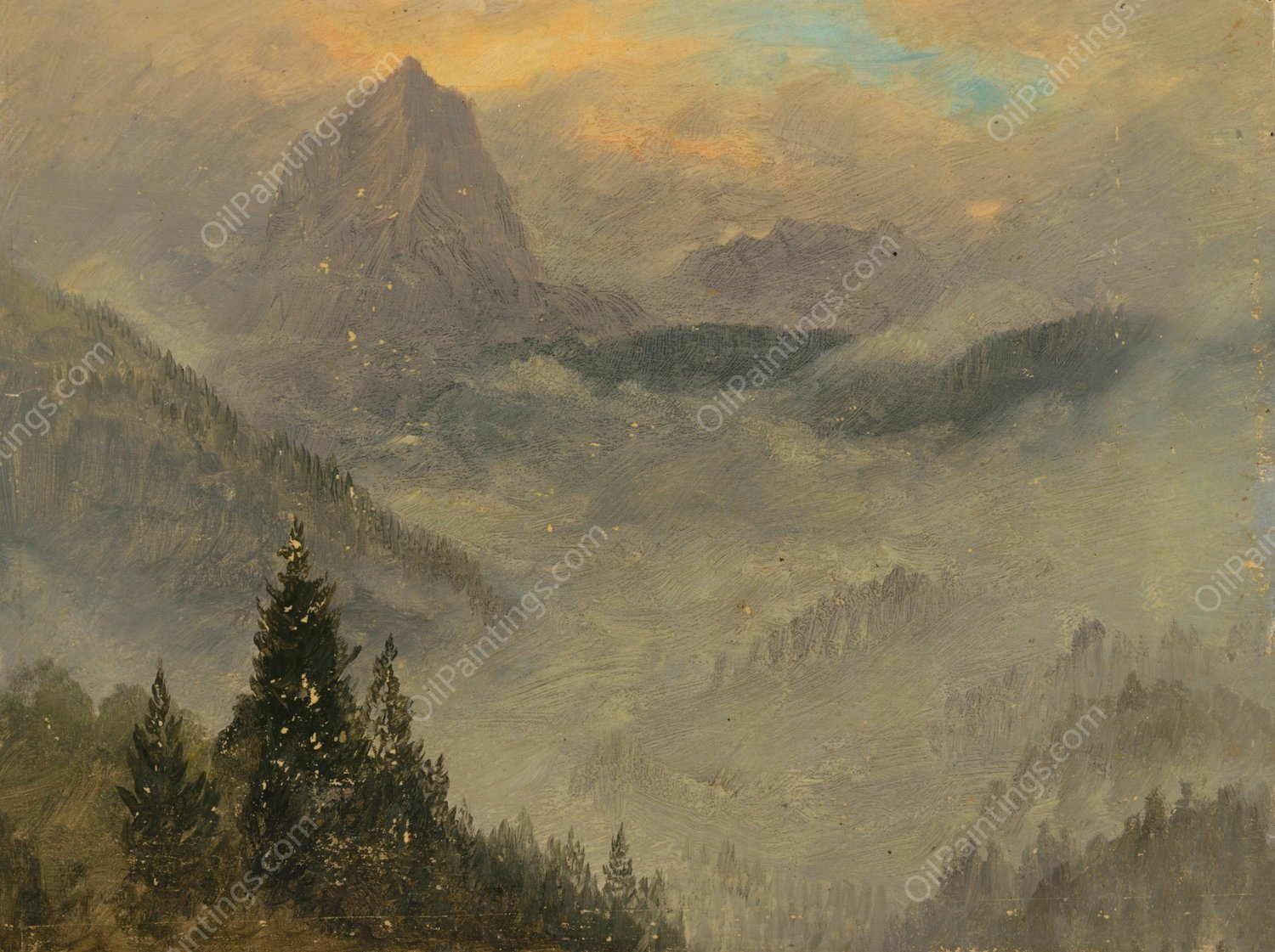 The Hochkalter, near Berchtesgaden  by Frederic Edwin Church - Hand-Painted Oil Painting Reproduction