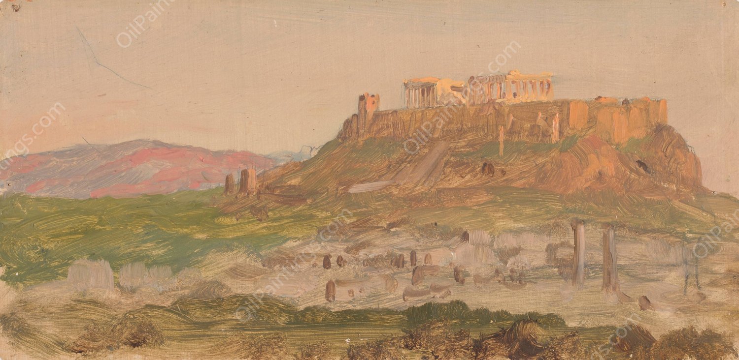 View of the Acropolis from the South, Athens  by Frederic Edwin Church - Hand-Painted Oil Painting Reproduction